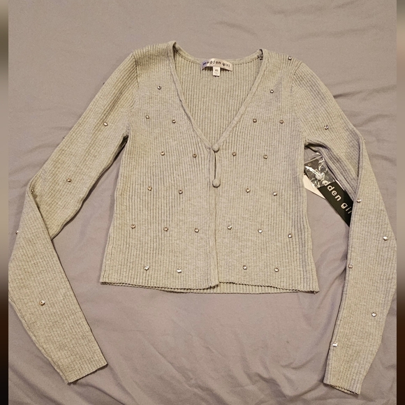 Madden Girl Bejeweled Gray Cardigan / XS - Picture 1 of 5